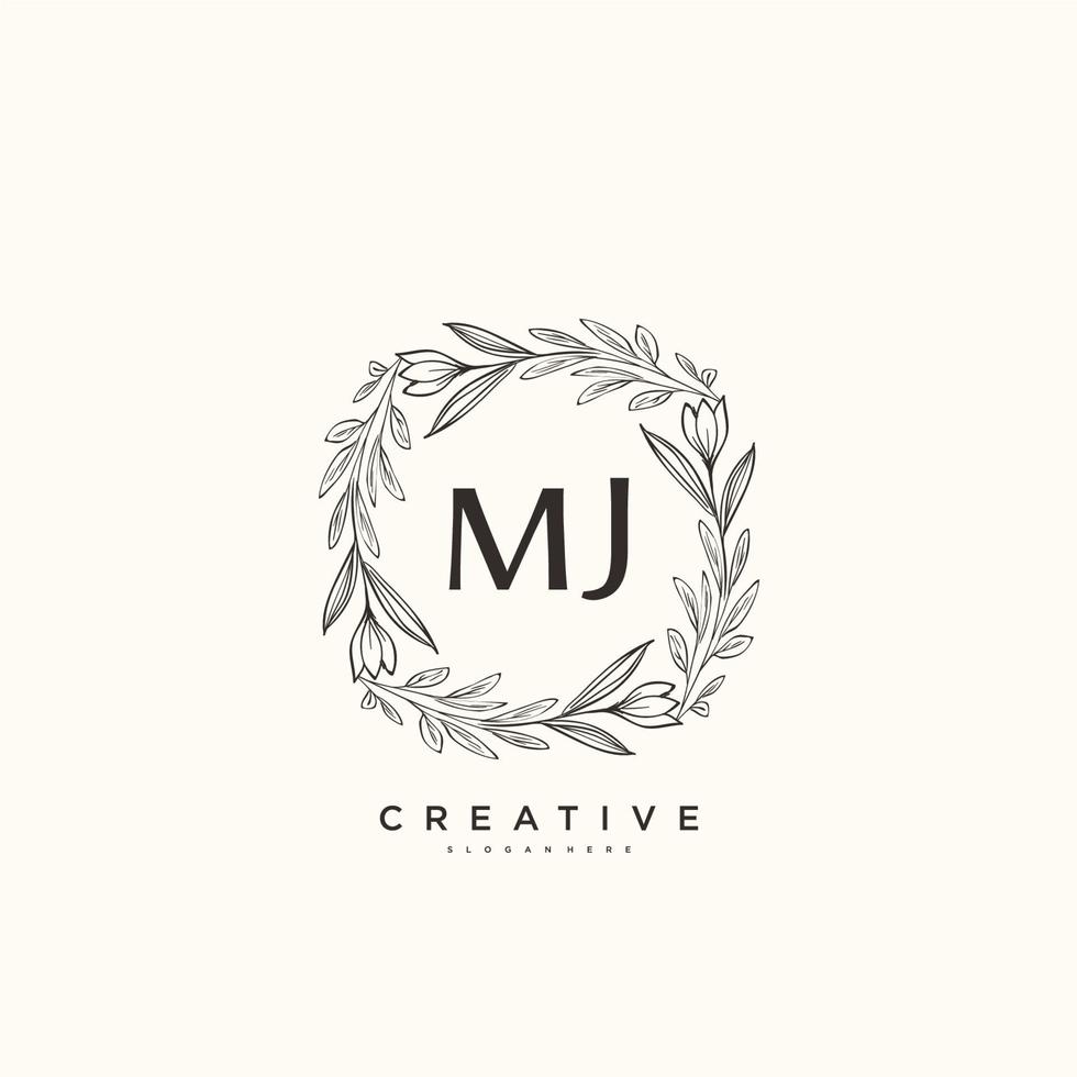 mj Schönheit Vektor Initiale Logo Kunst, Handschrift Logo von Initiale Unterschrift, Hochzeit, Mode, Schmuck, Boutique, Blumen- und botanisch mit kreativ Vorlage zum irgendein Unternehmen oder Geschäft.