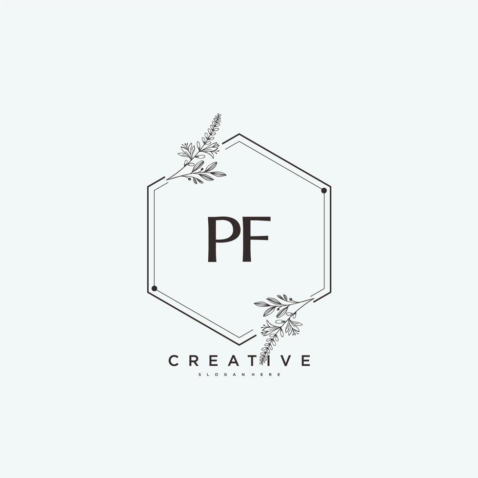 pf Schönheit Vektor Initiale Logo Kunst, Handschrift Logo von Initiale Unterschrift, Hochzeit, Mode, Schmuck, Boutique, Blumen- und botanisch mit kreativ Vorlage zum irgendein Unternehmen oder Geschäft.