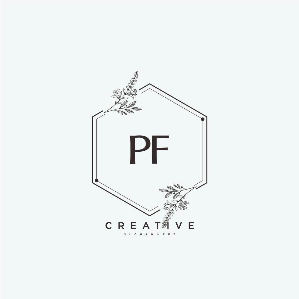 pf skönhet vektor första logotyp konst, handstil logotyp av första signatur, bröllop, mode, smycken, boutique, blommig och botanisk med kreativ mall för några företag eller företag.