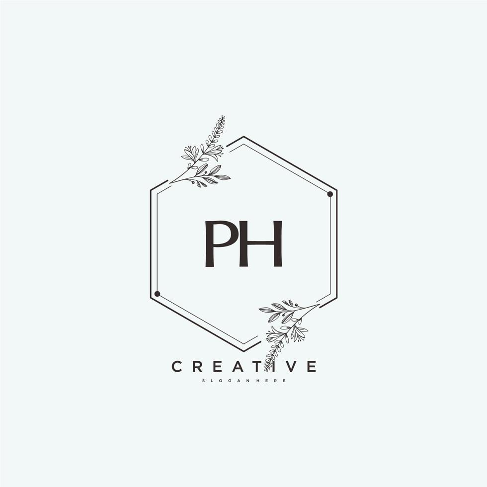 ph skönhet vektor första logotyp konst, handstil logotyp av första signatur, bröllop, mode, smycken, boutique, blommig och botanisk med kreativ mall för några företag eller företag.