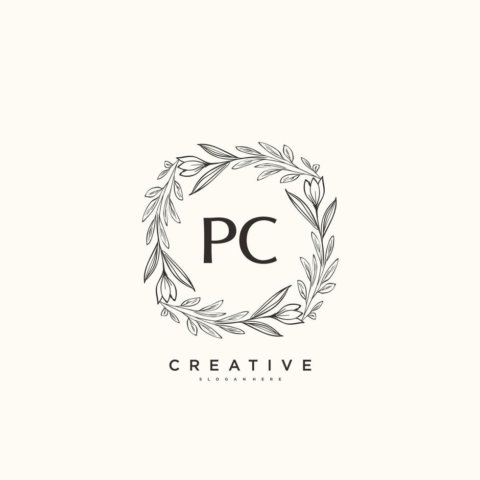 pc Schönheit Vektor Initiale Logo Kunst, Handschrift Logo von Initiale Unterschrift, Hochzeit, Mode, Schmuck, Boutique, Blumen- und botanisch mit kreativ Vorlage zum irgendein Unternehmen oder Geschäft.