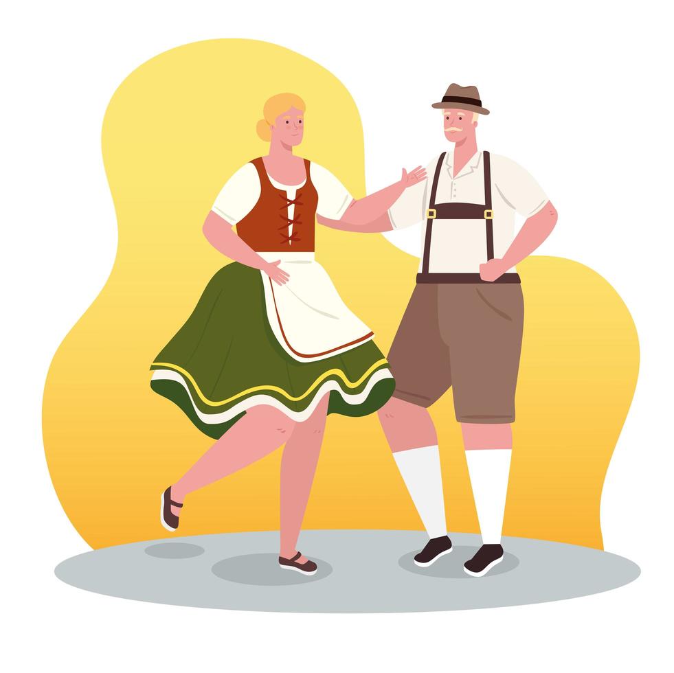 deutsche menschen in traditioneller kleidung zum oktoberfest vektor