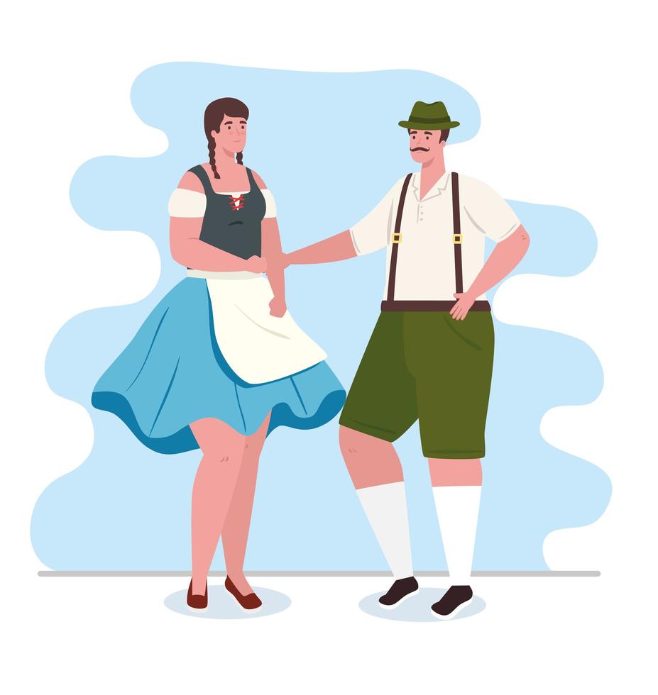 deutsche menschen in traditioneller kleidung zum oktoberfest vektor