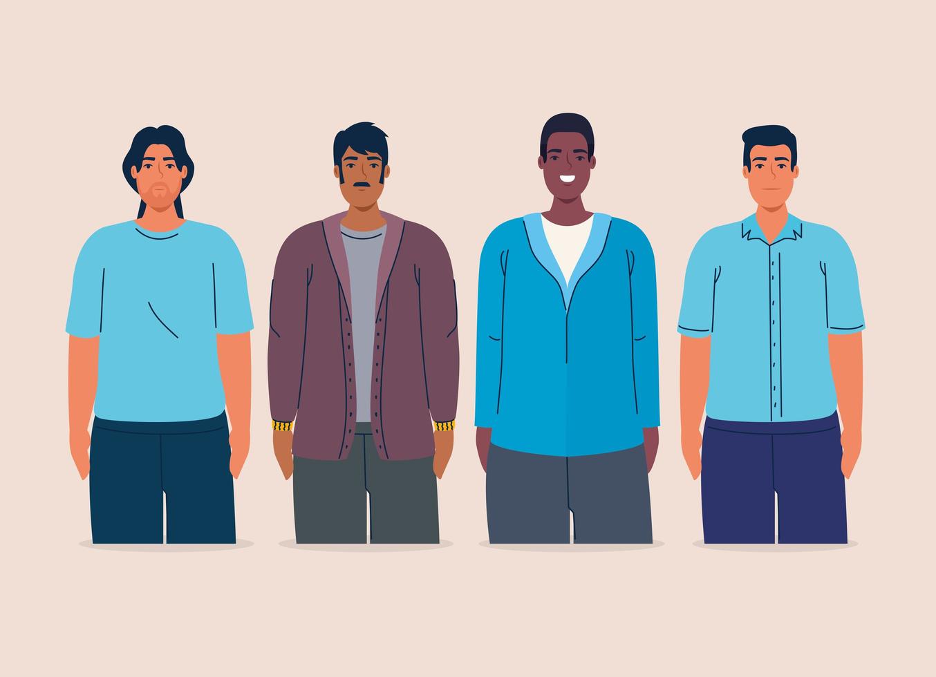 multiethnische Gruppe von Männern zusammen, Vielfalt und Multikulturalismus Konzept vektor