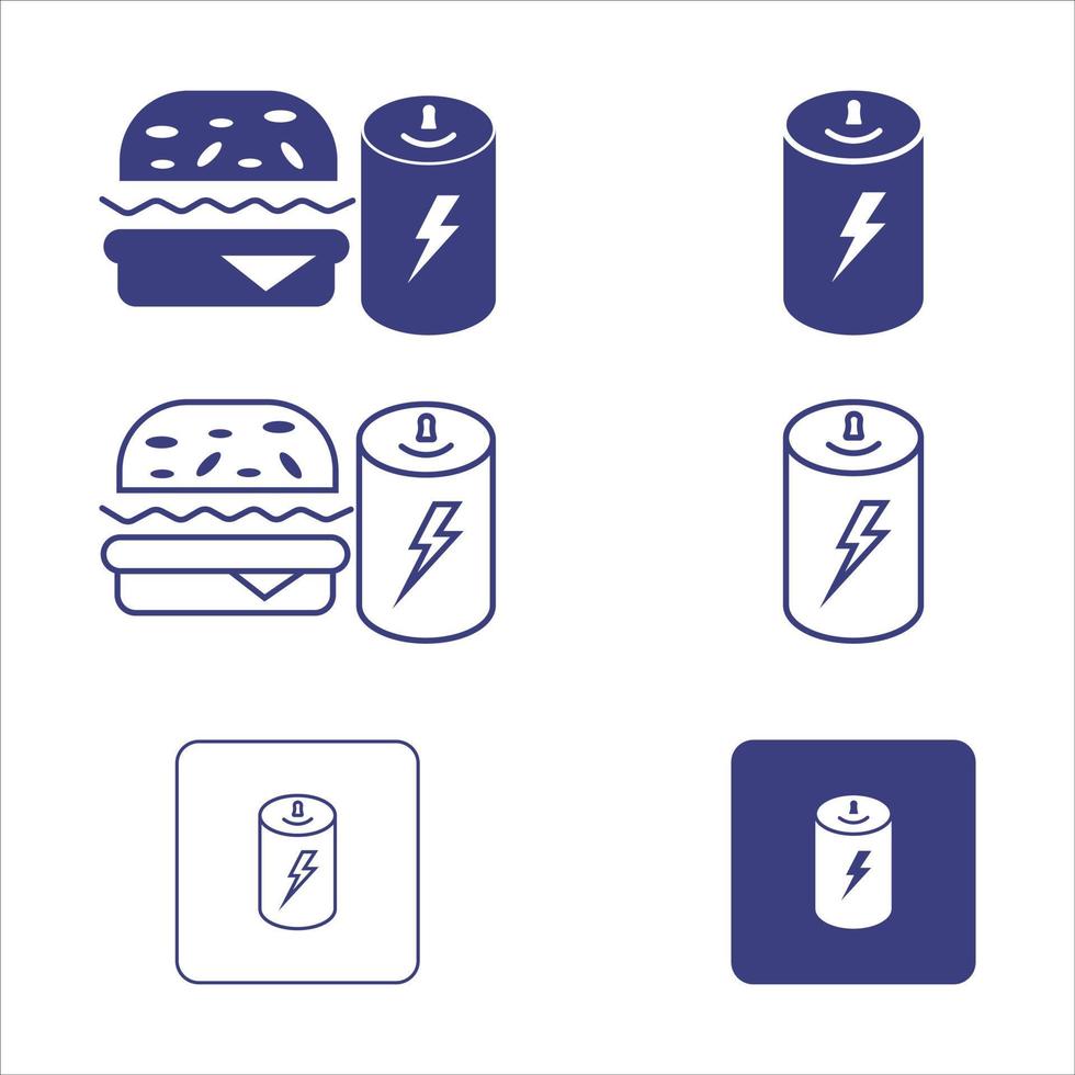 können Symbol oder Logo isoliert Zeichen Symbol Vektor Illustration - - Sammlung von hoch Qualität schwarz Stil Vektor Symbole Burger und ein Energie trinken, köstlich Burger mit Limonade können