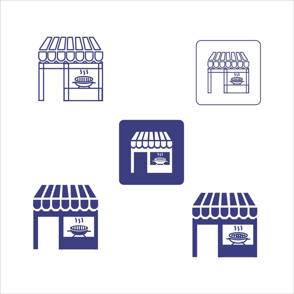 Markt Geschäft Linie Symbol. Kiosk, speichern, Verkauf grafik.shop Design Symbole Satz. dünn Linie Vektor Symbole zum Handy, Mobiltelefon Konzepte und Netz Anwendungen. Prämie Qualität Symbole im modisch eben Stil.