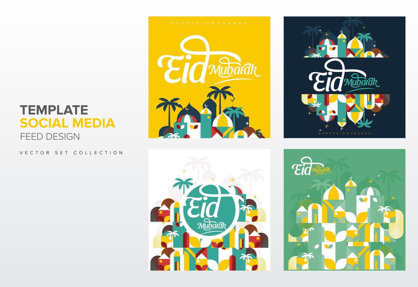 eid mubarak geometrisk stil mall för social media, utfodra, berättelse, rulle posta design uppsättning samling vektor