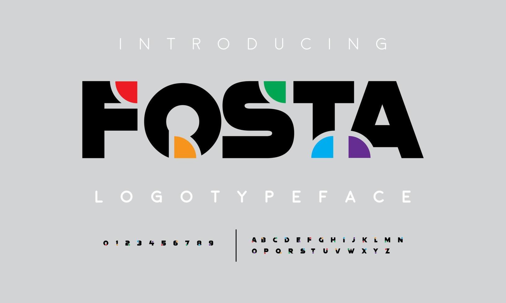 fosta modern abstrakt digital alfabet font. minimal teknologi typografi, kreativ urban sport mode trogen font och med tal. vektor illustration