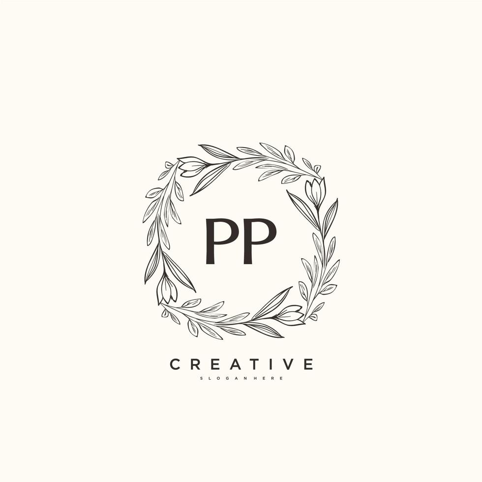 pp Schönheit Vektor Initiale Logo Kunst, Handschrift Logo von Initiale Unterschrift, Hochzeit, Mode, Schmuck, Boutique, Blumen- und botanisch mit kreativ Vorlage zum irgendein Unternehmen oder Geschäft.