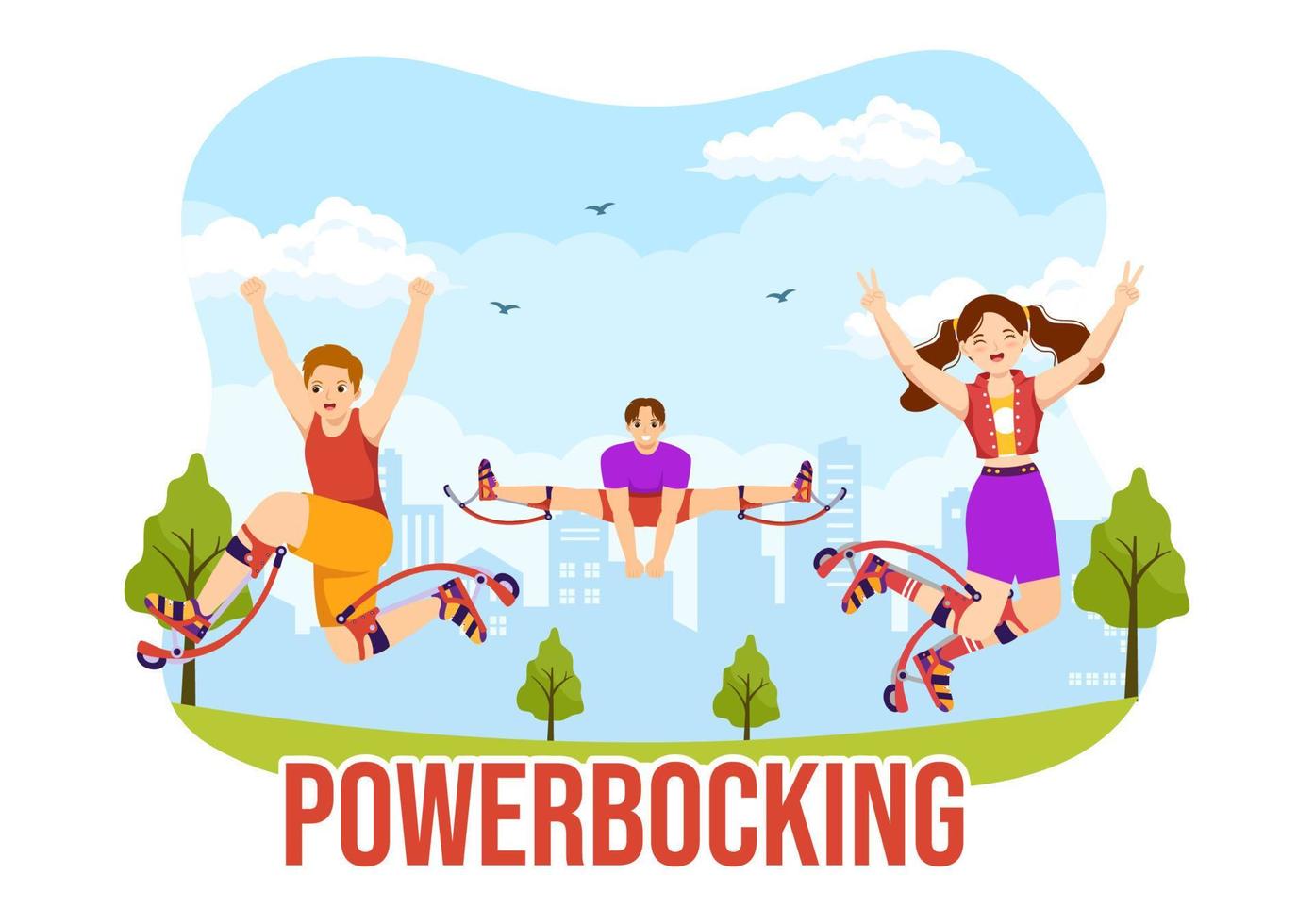 Powerbock Sport Illustration mit Springen Stiefel zum Netz Banner oder Landung Seite im extrem Sport eben Karikatur Hand gezeichnet Vorlagen vektor