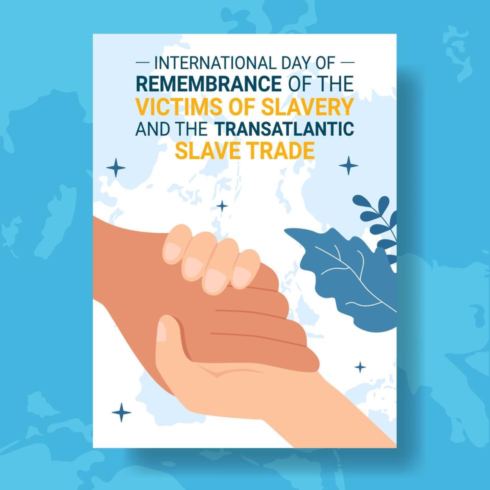 Erinnerung von das die Opfer von Sklaverei und Sklave Handel Vertikale Poster Karikatur Hand gezeichnet Vorlagen Hintergrund Illustration vektor