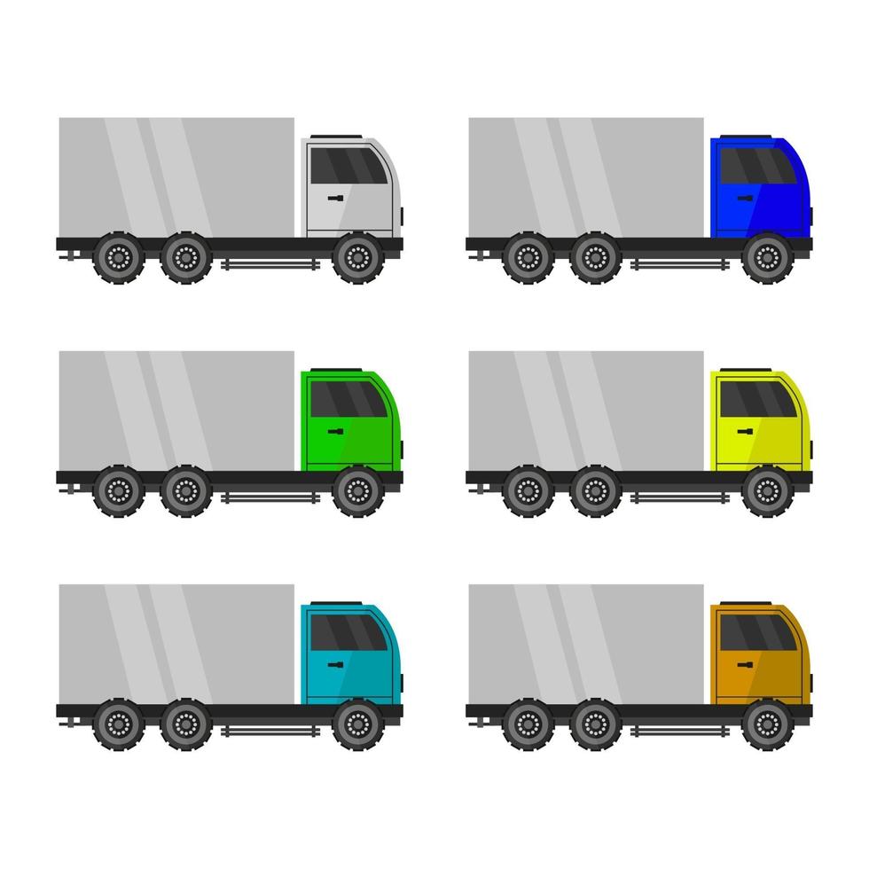 uppsättning lastbilar på vit bakgrund vektor