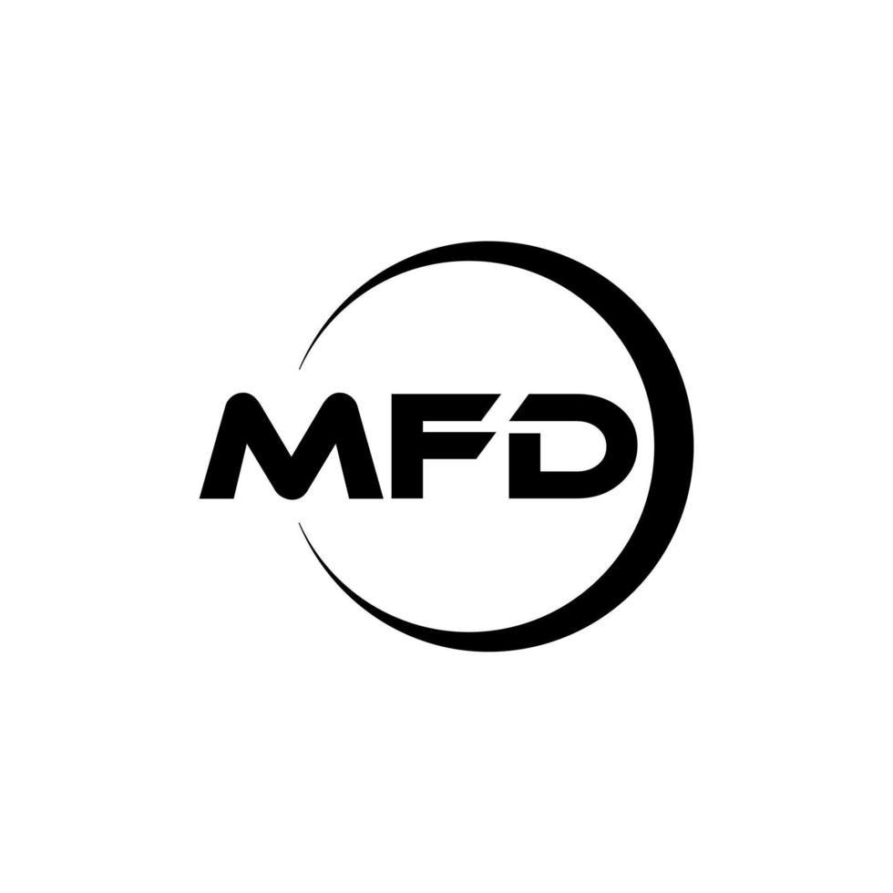 mfd brev logotyp design i illustration. vektor logotyp, kalligrafi mönster för logotyp, affisch, inbjudan, etc.