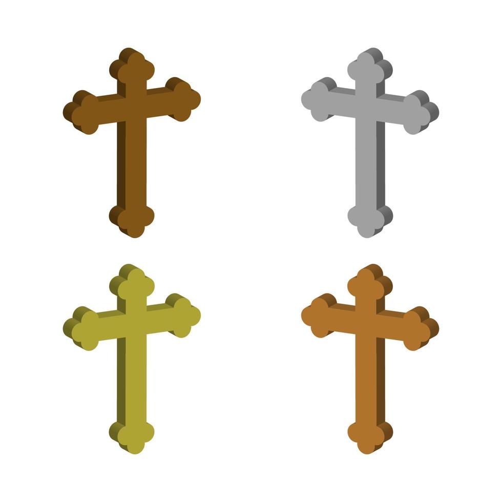 Satz religiöses Kreuz auf weißem Hintergrund vektor