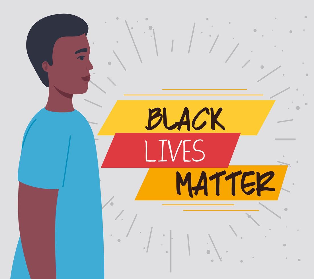 svarta liv betyder banner med mannen, stoppa rasism koncept vektor