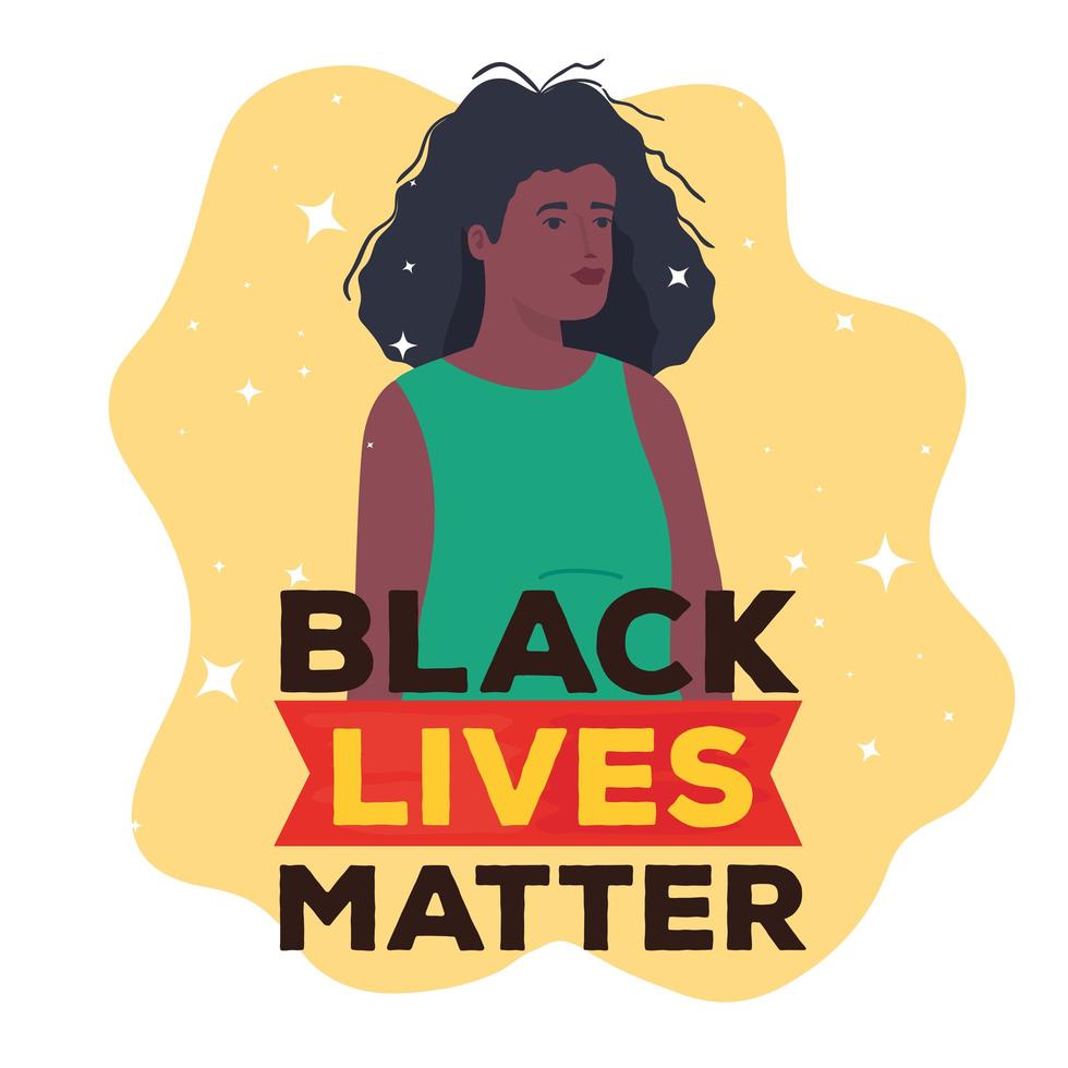 schwarze Leben Materie Banner mit Frau, stoppen Rassismus Konzept vektor