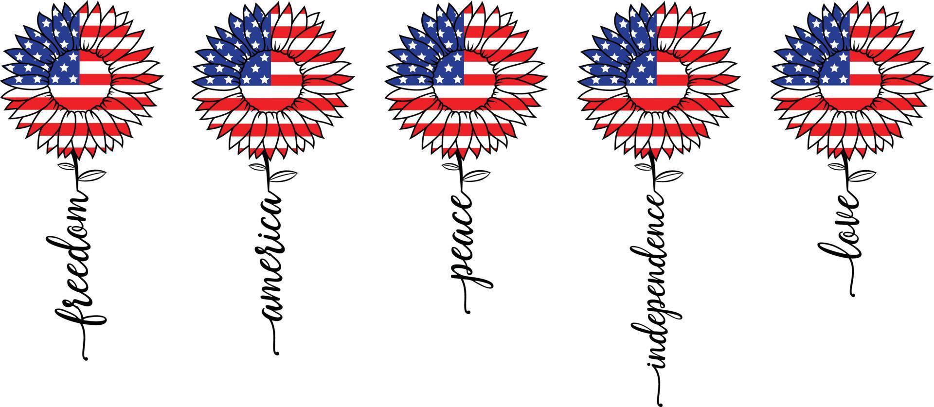 Freiheit Sonnenblume amerikanisch Flagge SVG, Sonnenblume 4 .. von Juli SVG, Sonnenblume Flagge USA SVG, patriotisch Tag SVG, vierte von Juli SVG, png, Folge, dxf vektor