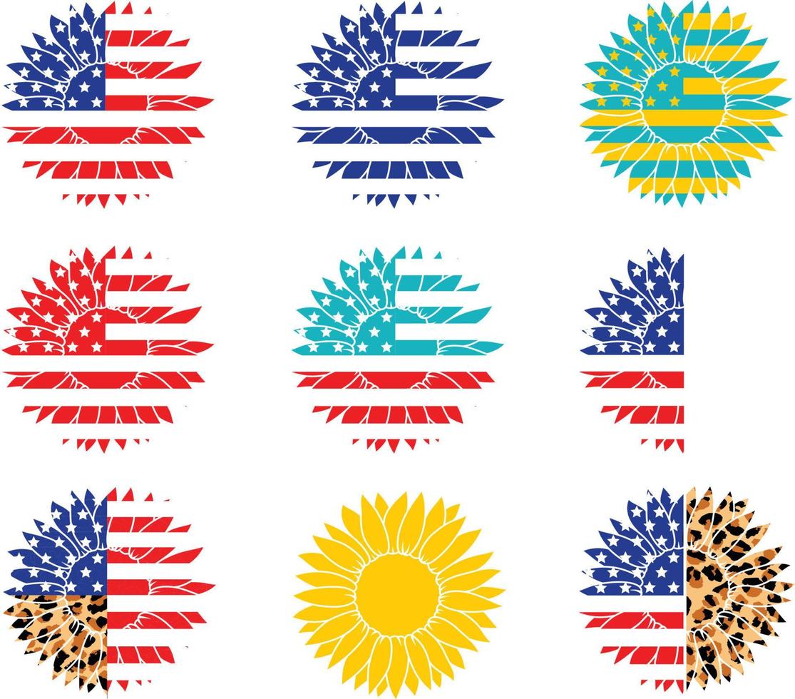 USA solros svg, amerikan flagga svg solros ClipArt, 4:e av juli svg, fjärde av juli blomma, Amerika patriotisk solros, minnesmärke dag vektor