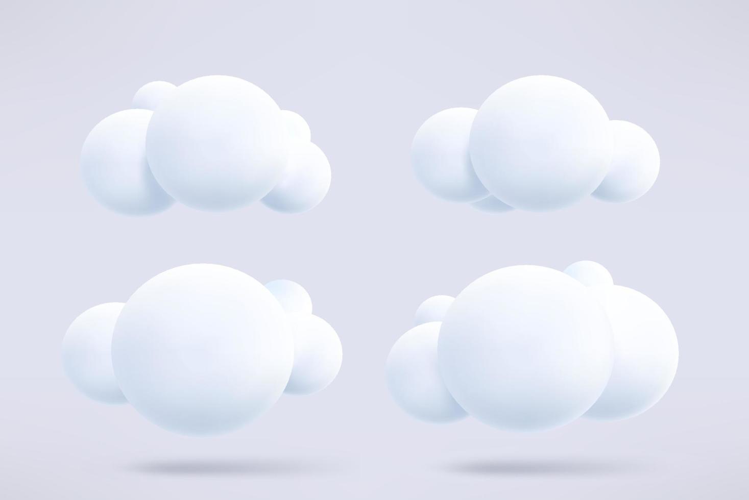 Weiß flauschige Wolke Karikatur 3d Stil Vektor Clip Art isoliert auf Weiß Hintergrund