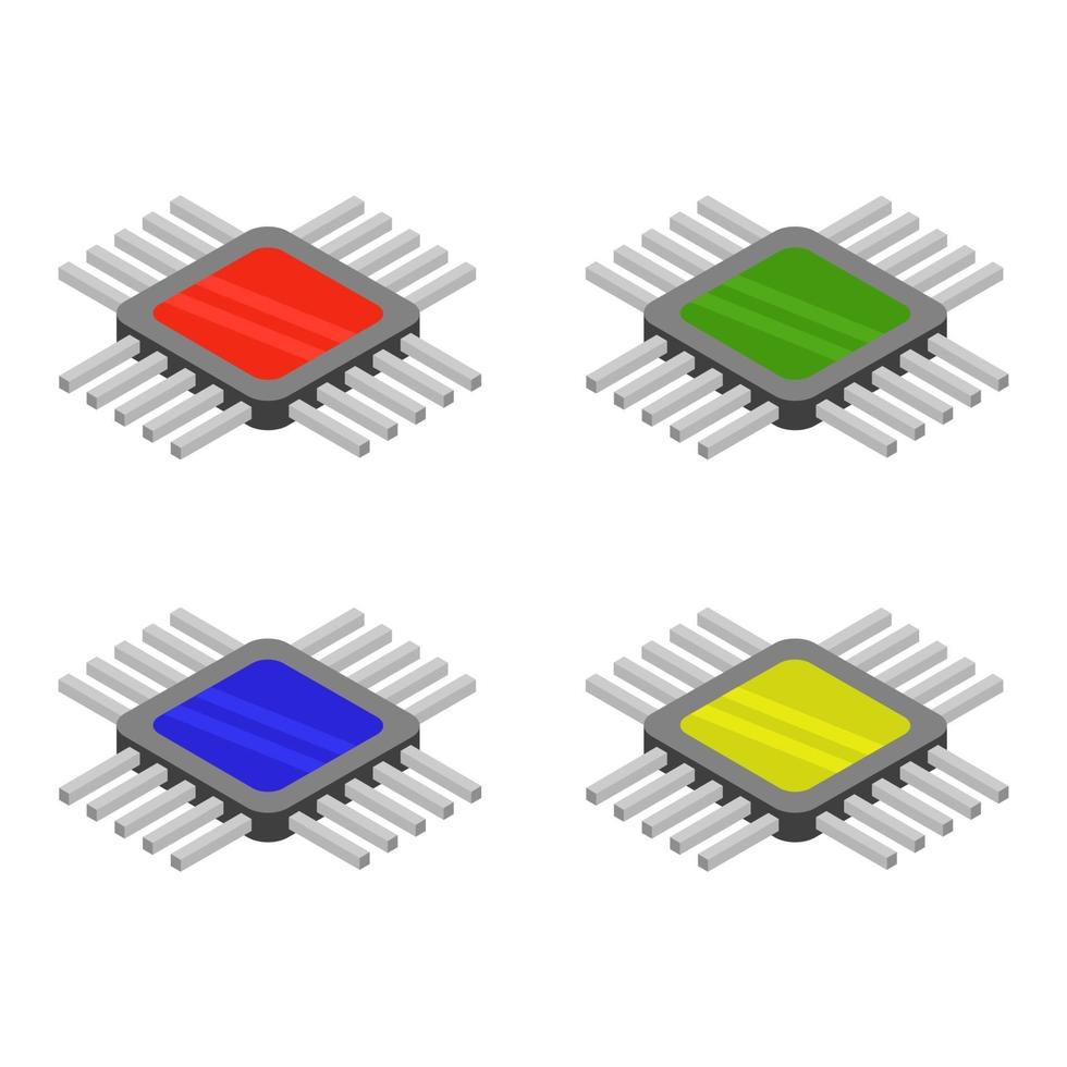 isometrisk mikrochipsuppsättning vektor