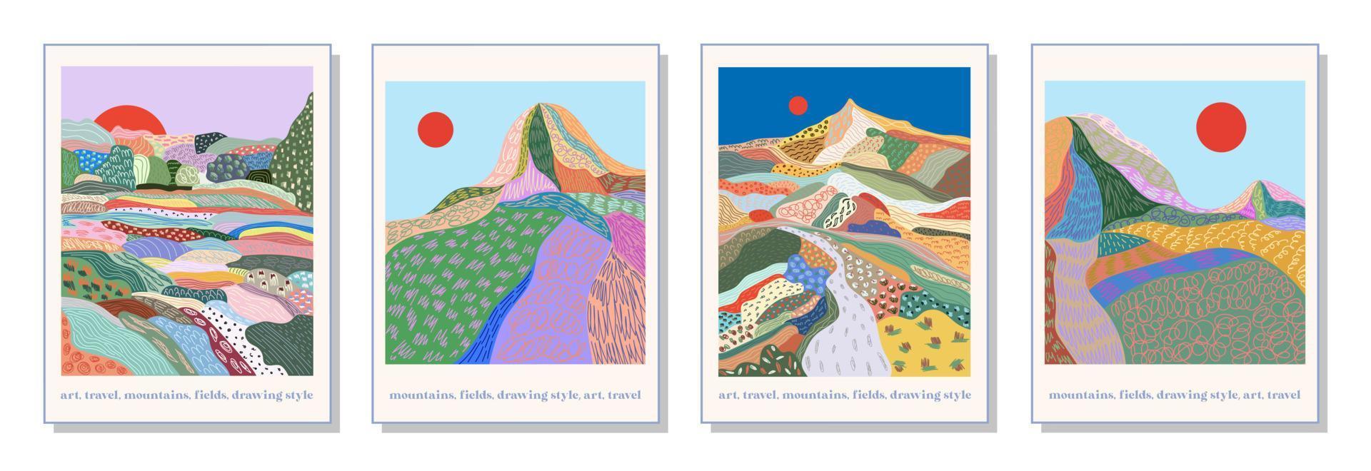 abstrakter Vektorhintergrund. abstrakte farbenfrohe Berge mit Texturen. Naturbild für Wanddekoration und Drucke. Vektor-Illustration. vektor