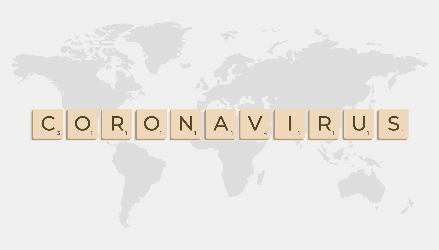 coronavirus i brev med värld Karta i grå bakgrund vektor