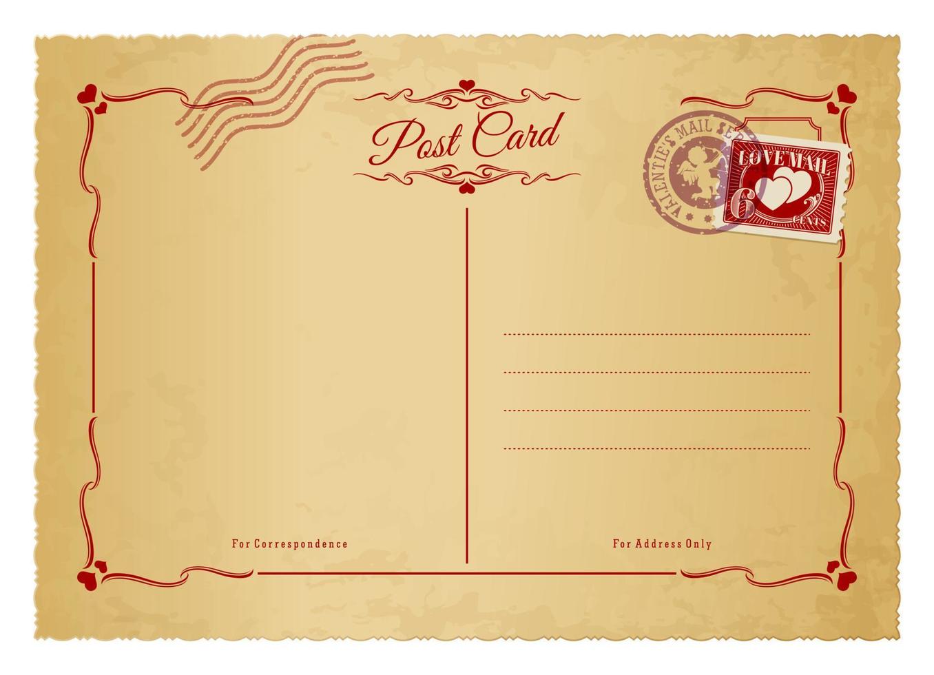 Valentinstag Tag Antiquität Postkarte retro Porto Briefmarke vektor