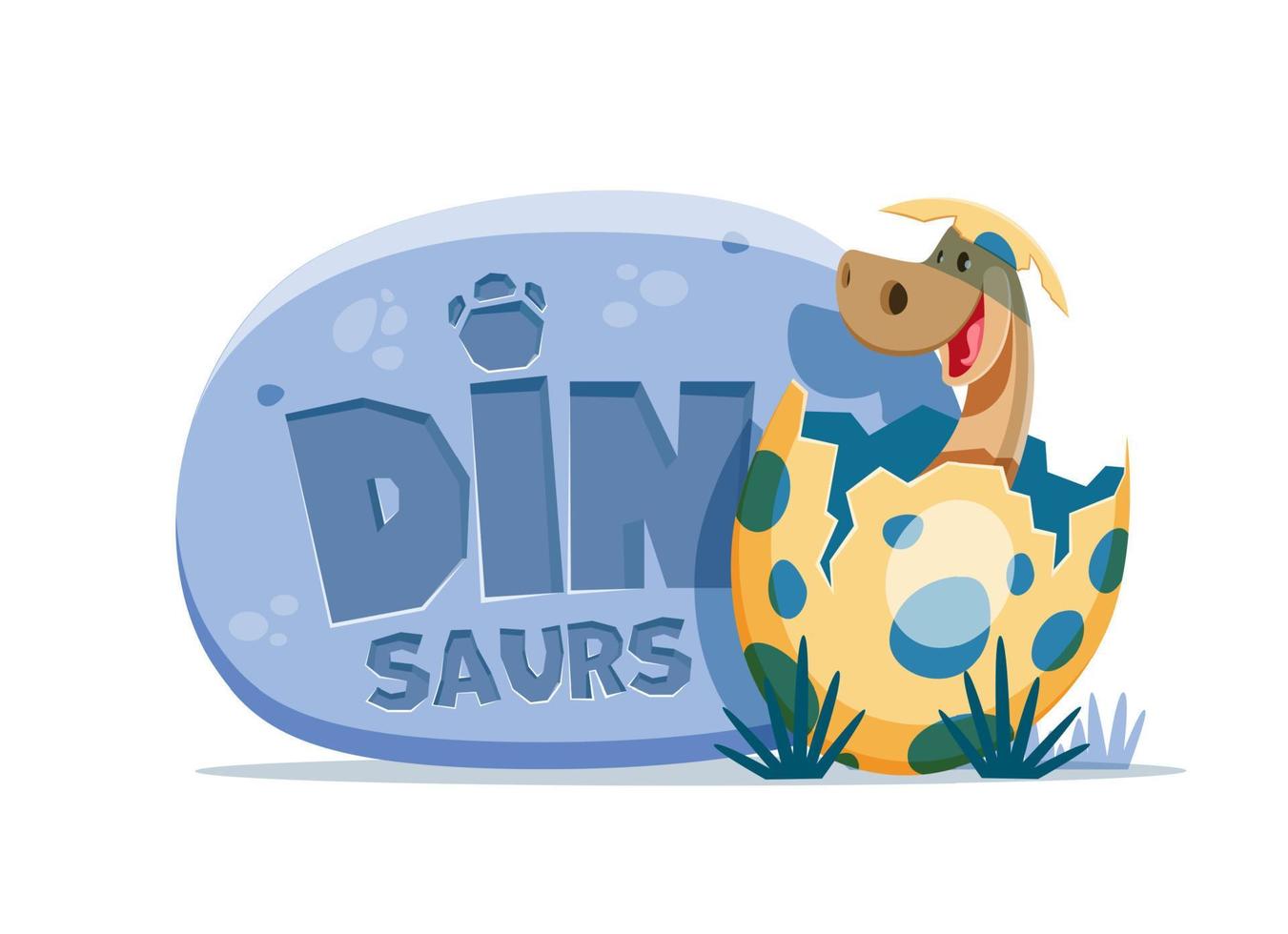 tecknad serie rolig brontosaurus dinosaurie och dino ägg vektor