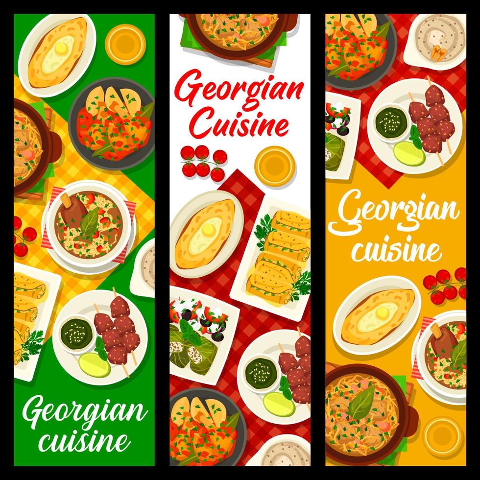 georgiansk kök restaurang måltider vertikal banderoller vektor