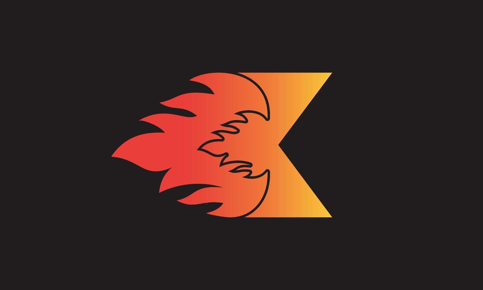 Flamme Brief k Logo Design Vektor Vorlage. schön Logo Design zum Feuer Flammen Unternehmen Branding.