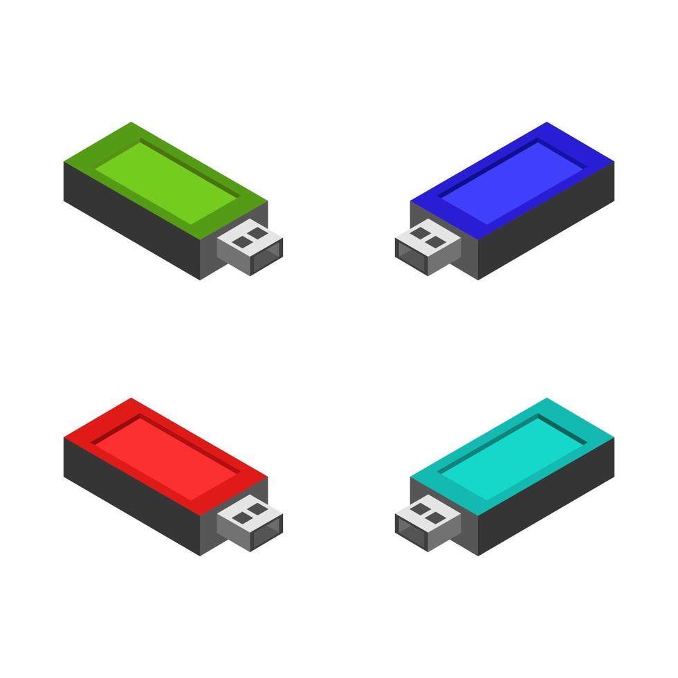 isometrisches USB-Laufwerk auf weißem Hintergrund vektor