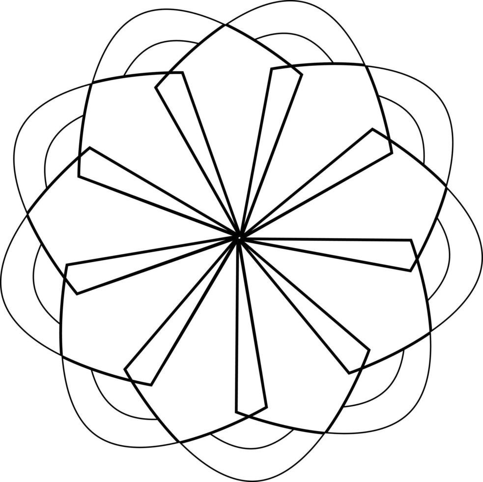 enkel geometrisk blomma illustration med svart konturer, du kan använda sig av den för färg böcker, logotyp, bakgrund, etc. enkel blomma mandala konst vektor