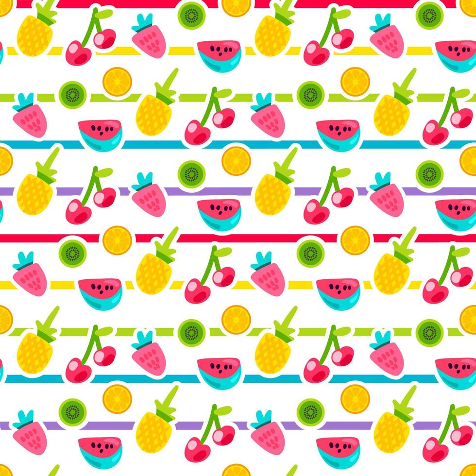 tecknad serie frukt randig sömlös vektor mönster