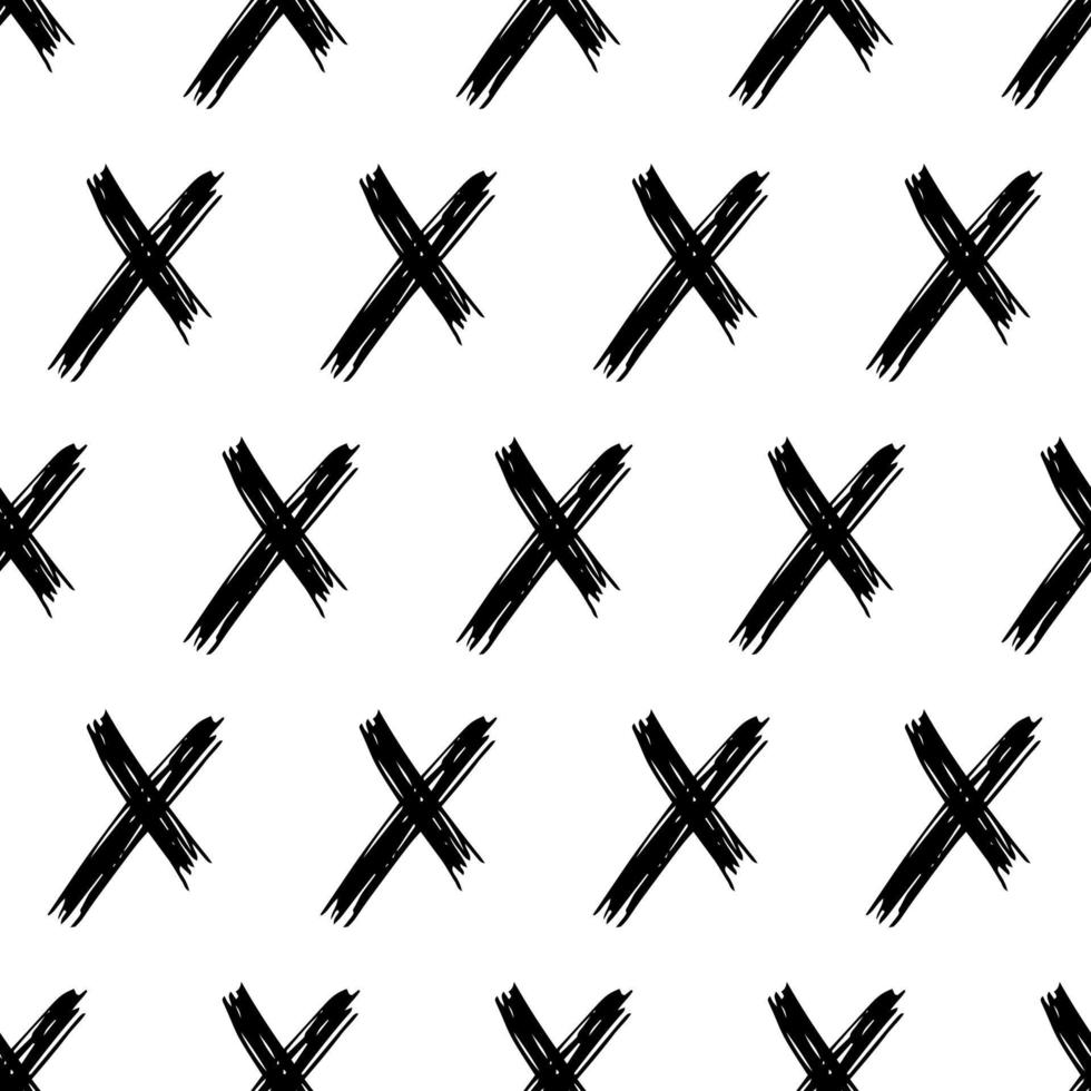 Nahtloses Muster mit handgezeichneten Kreuzsymbolen. schwarzes skizzenkreuzsymbol auf weißem hintergrund. Vektor-Illustration vektor