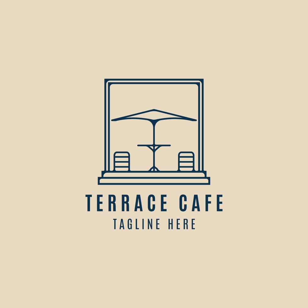 terrass Kafé linje konst logotyp minimalistisk med emblem vektor illustration design