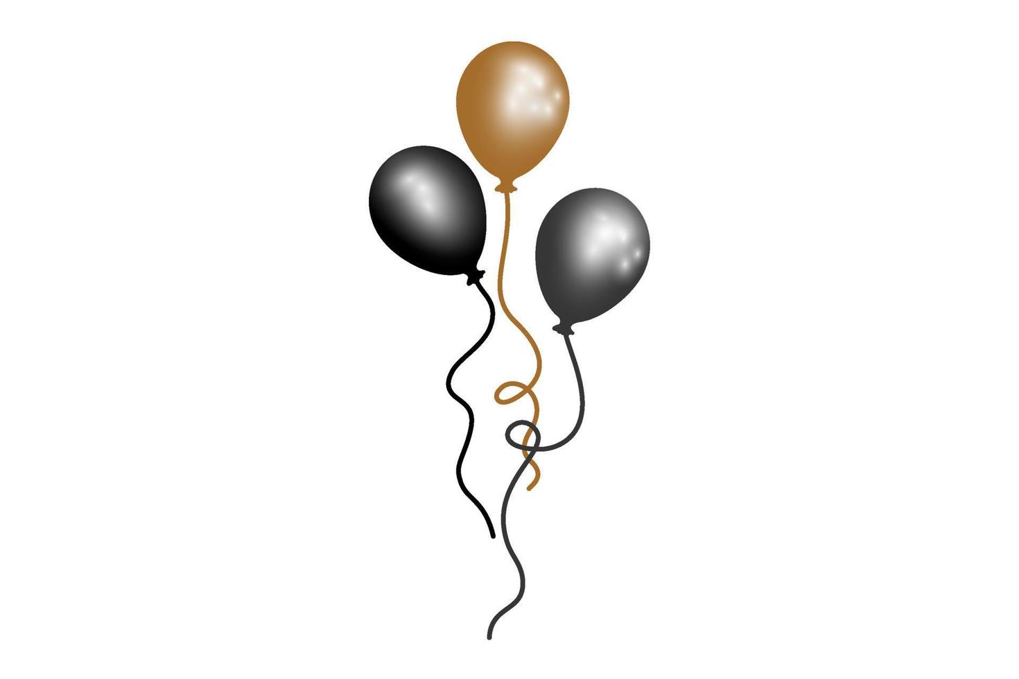 realistisk lyx ballong 3d illustration, i svart guld och grå Färg, gyllene ballong. bra för födelsedag firande design, gåvor vektor