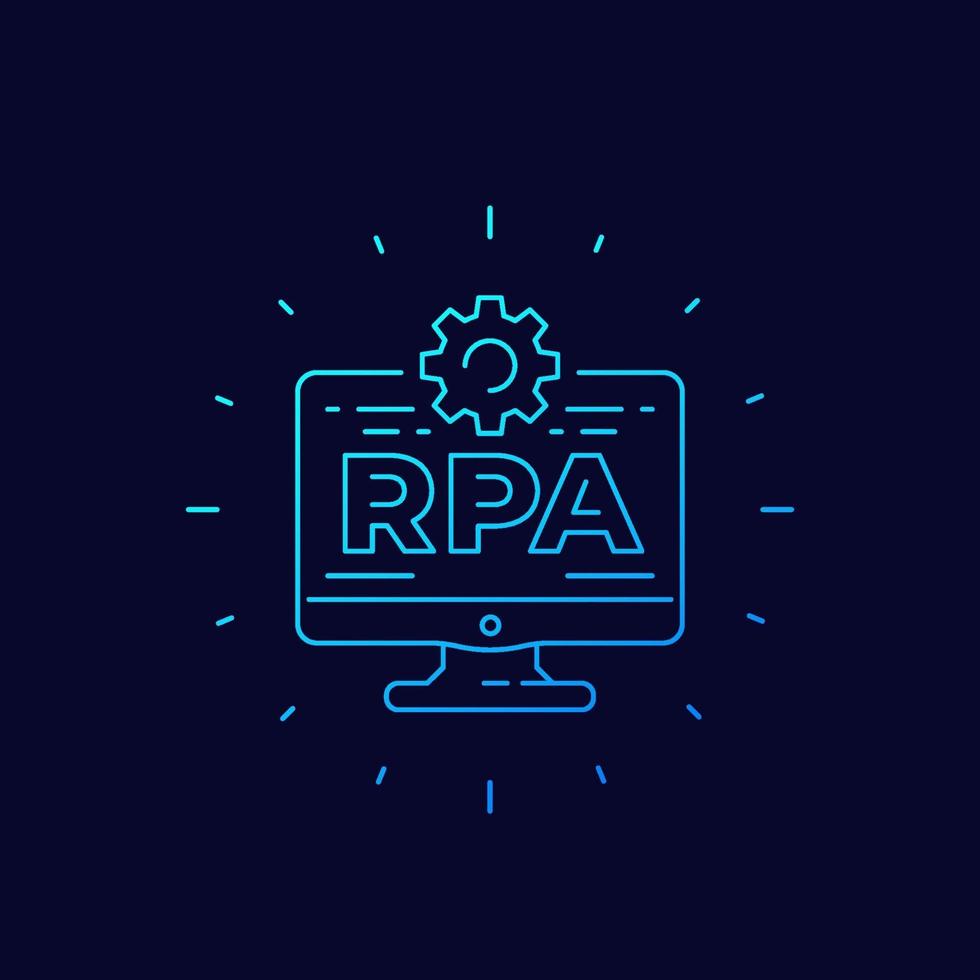 rpa, robotiserad processautomation, vector line icon.eps