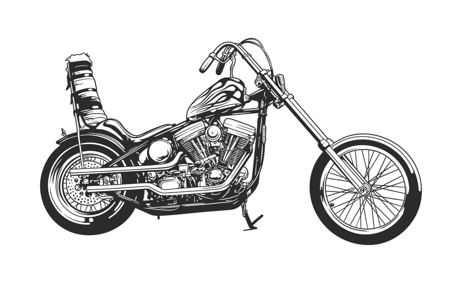 chopper motorcykel, motor fordon transport, vektor linje konst illustration