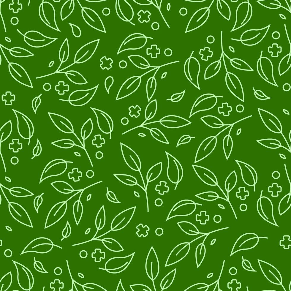 nahtlos Blatt Linie Muster isoliert auf Grün Hintergrund, Ideal zum Geschenk Verpackung, Teppich, Hintergrund, usw vektor