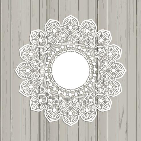 Lace style mandala på en träbakgrund vektor