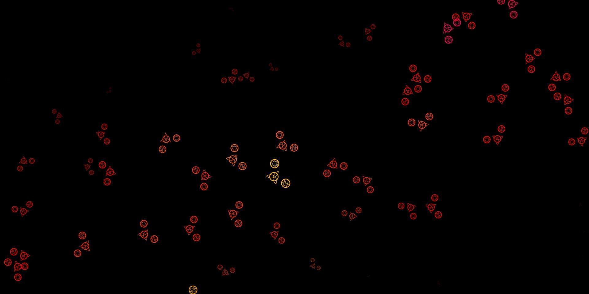 dunkelroter Vektorhintergrund mit okkulten Symbolen. vektor