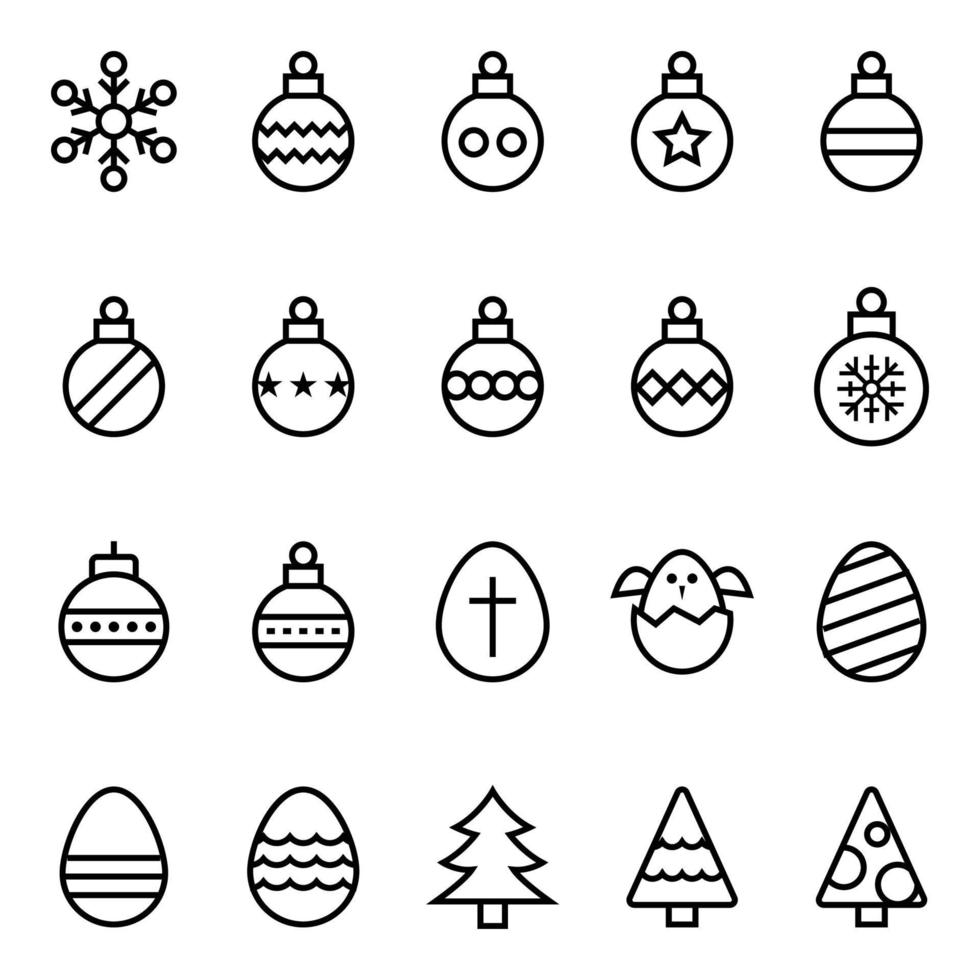 Gliederung Symbole zum Weihnachten und Ostern. vektor
