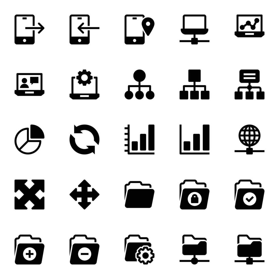 glyf ikoner för data vetenskap. vektor
