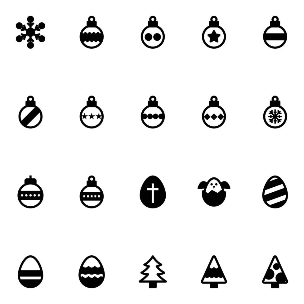 glyf ikoner för jul och påsk. vektor
