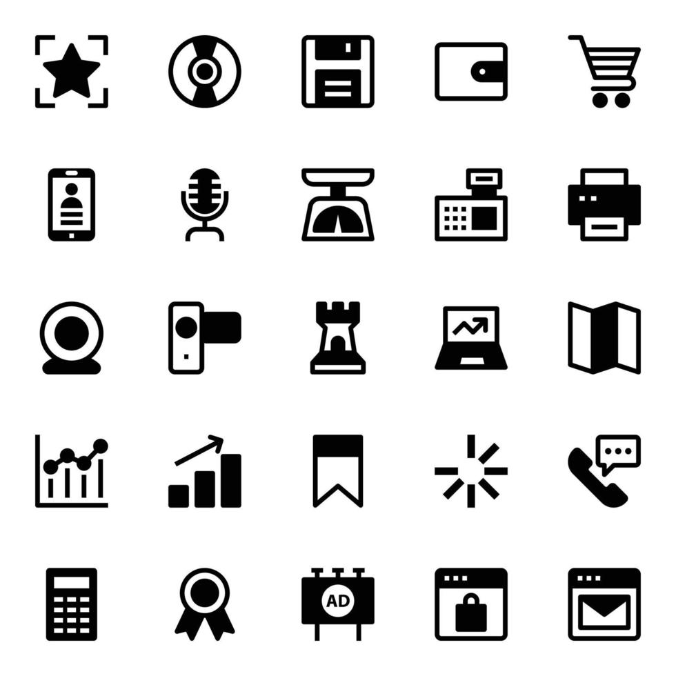 Glyphe Symbole zum Digital Marketing. vektor
