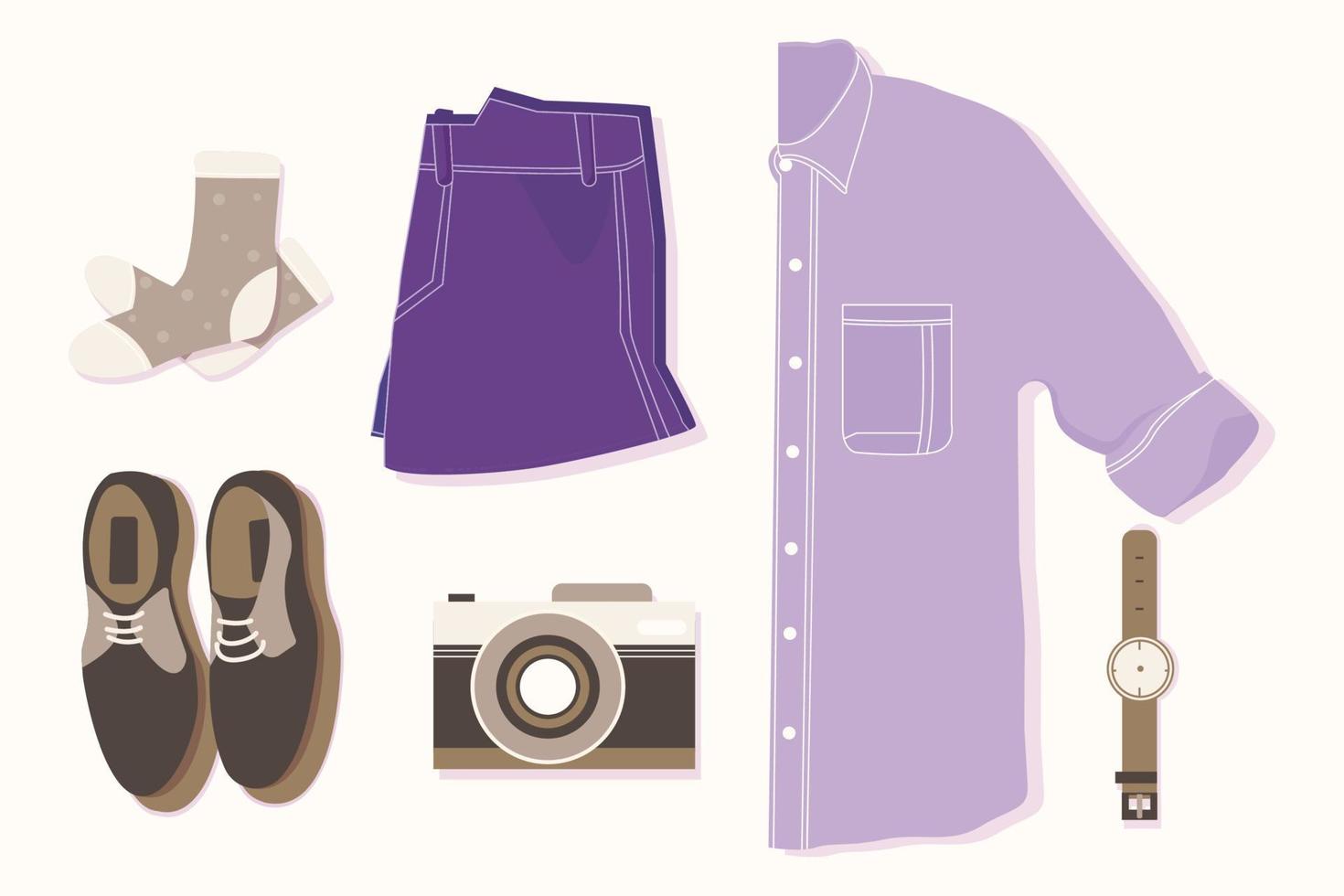 Flatlay Männer Outfit Illustration vektor