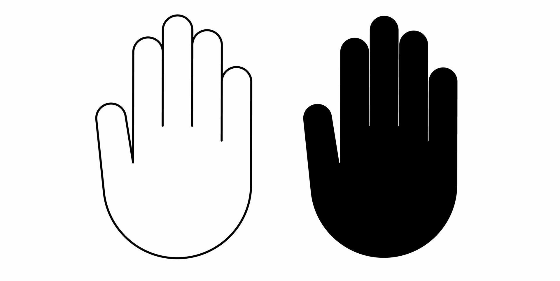 översikt silhuett handflatan hand ikon uppsättning isolerat på vit bakgrund vektor