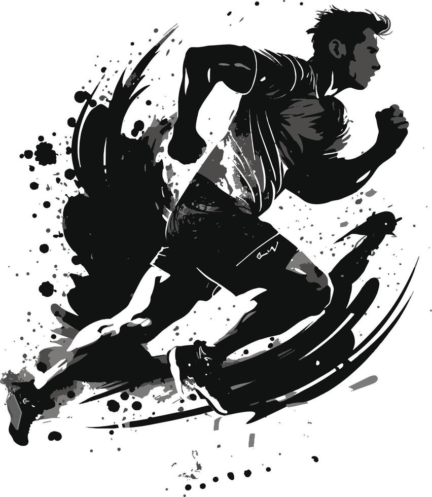 löpning idrottare kille med grunge och texturerad jord damm i de luft fullt redigerbar och skalbar vektor
