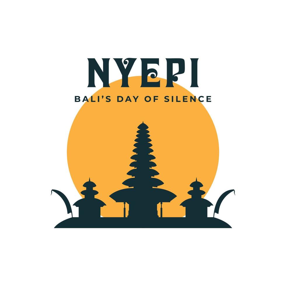 Lycklig nyepi dag hinduism Lycklig balis dag av tystnad tempel vektor illustration bakgrund