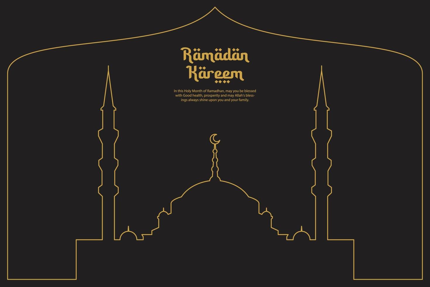 Ramadan karem, heilig Monat Ramadan Feier Vektor Moschee Kunst Linie Stil Design zum Flyer Poster Banner und Gruß Karte